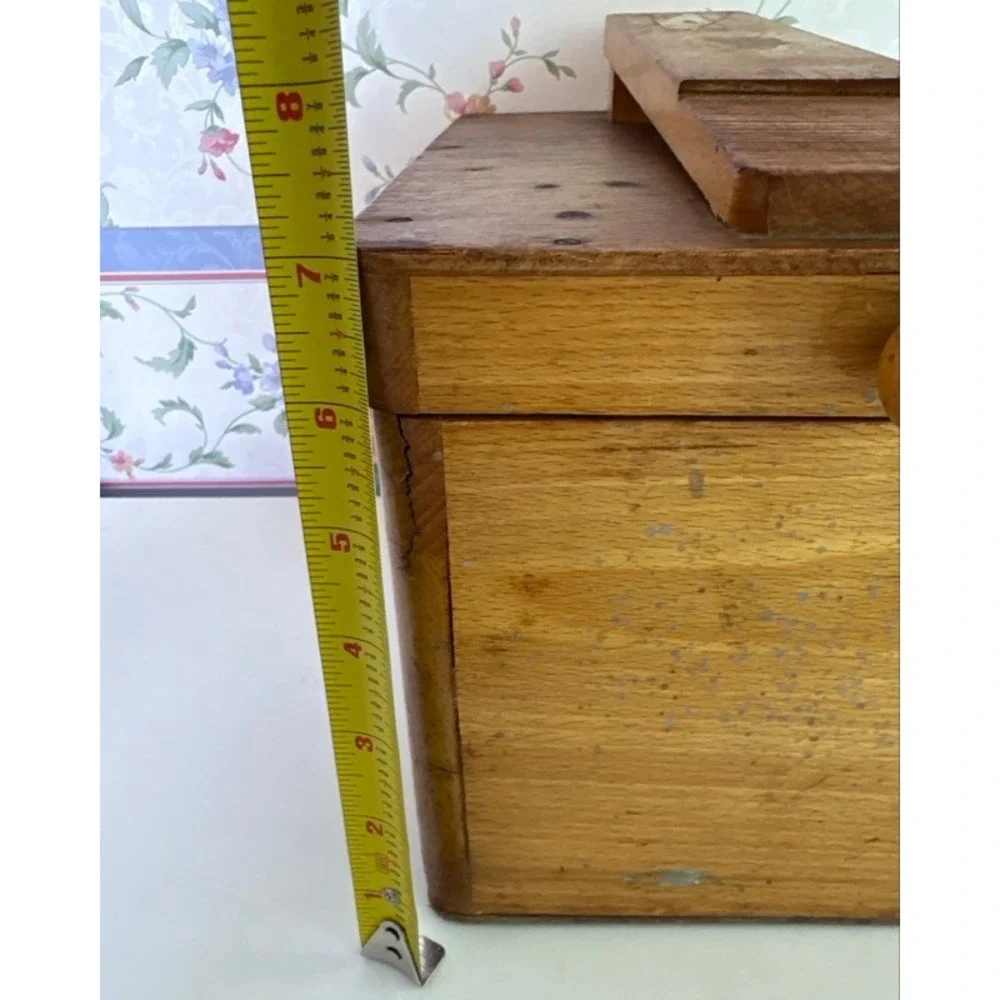 Vintage Handmade Wooden Shoe Shine Valet Box Slanted Footrest Storage Chest